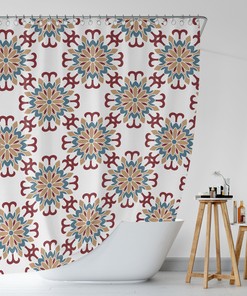 Oriental Ethnic Mandala Shower Curtain / Boho Bath Bath Print / Japanese Zen Home Design / Bathroom Decor Gift