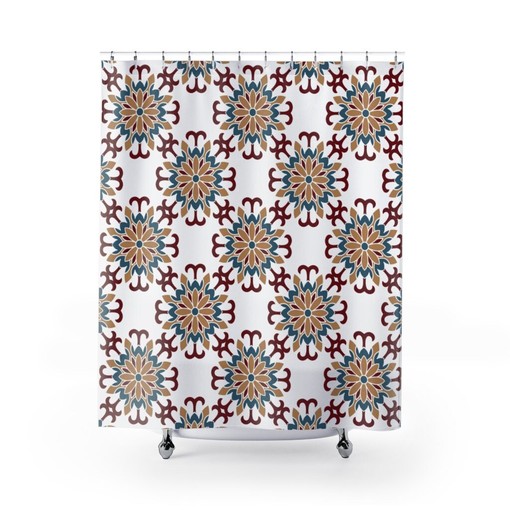 Oriental Ethnic Mandala Shower Curtain / Boho Bath Bath Print / Japanese Zen Home Design / Bathroom Decor Gift - Image 2
