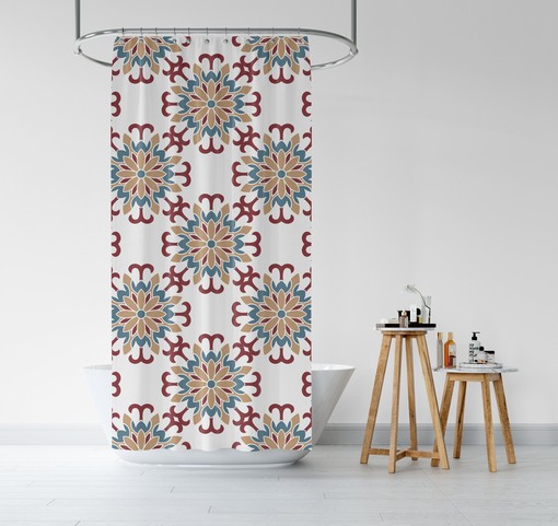 Oriental Ethnic Mandala Shower Curtain / Boho Bath Bath Print / Japanese Zen Home Design / Bathroom Decor Gift - Image 3