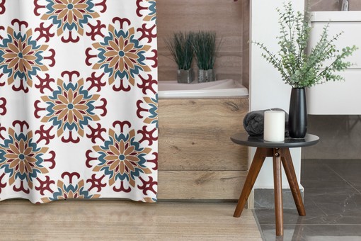 Oriental Ethnic Mandala Shower Curtain / Boho Bath Bath Print / Japanese Zen Home Design / Bathroom Decor Gift - Image 4
