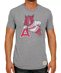 Original Retro Brand Arkansas Razorbacks Tri-Blend T-Shirt with Vintage NCAA Logo