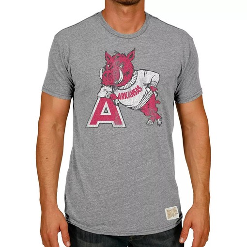 Original Retro Brand Arkansas Razorbacks Tri-Blend T-Shirt with Vintage NCAA Logo