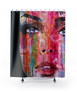 Original Woman's Face Art Shower Curtain | Street Art Inspired | Beautiful Bath Decor | Customizable