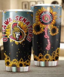 Ottawa Senators NHL Tumbler with Unique Sunflower Design - Ideal for Sports Enthusiasts