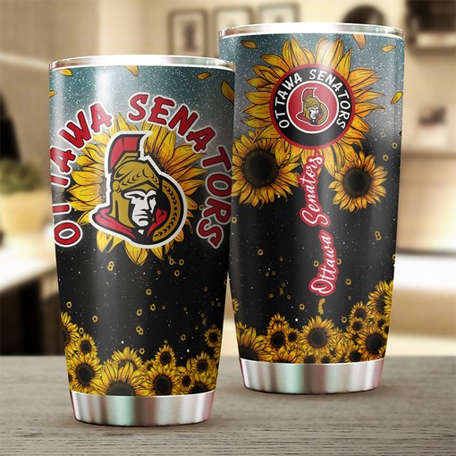 Ottawa Senators NHL Tumbler with Unique Sunflower Design - Ideal for Sports Enthusiasts
