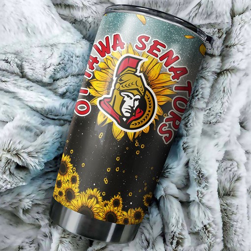 Ottawa Senators NHL Tumbler with Unique Sunflower Design - Ideal for Sports Enthusiasts - Image 2