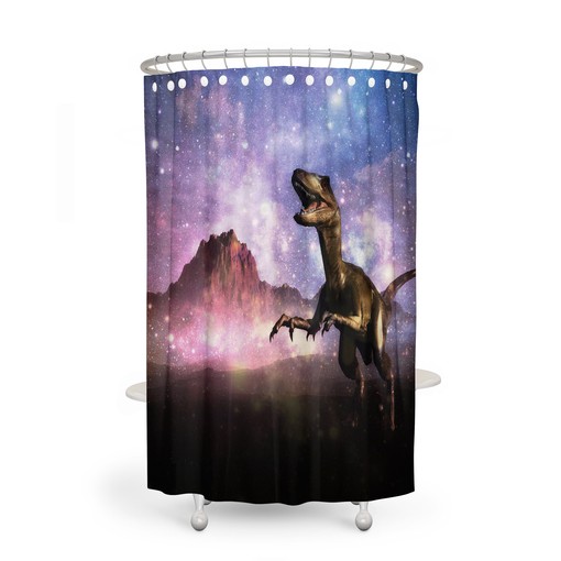 Outer Space Dinosaur Shower Curtain Set - Make Bath Time Fun for Kids - Image 3