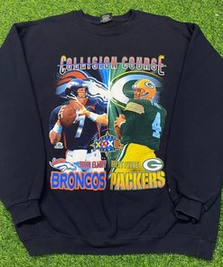 Packers Vs Broncos Collision Course Vintage Sweatshirt T-shirt - Ideal Gift for NFL & State University Shirt Fans