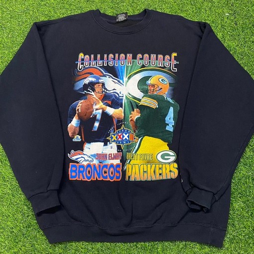 Packers Vs Broncos Collision Course Vintage Sweatshirt T-shirt - Ideal Gift for NFL & State University Shirt Fans