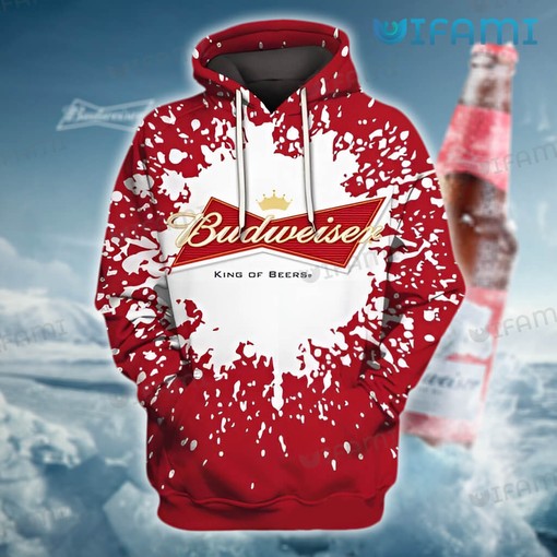 Paint Splatter Effect Budweiser All Over Print 3D Hoodie - Gift