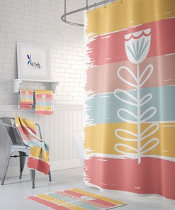 Painted FolkNFunky Flower Shower Curtain, Bathroom Decor, Best Shower Curtains