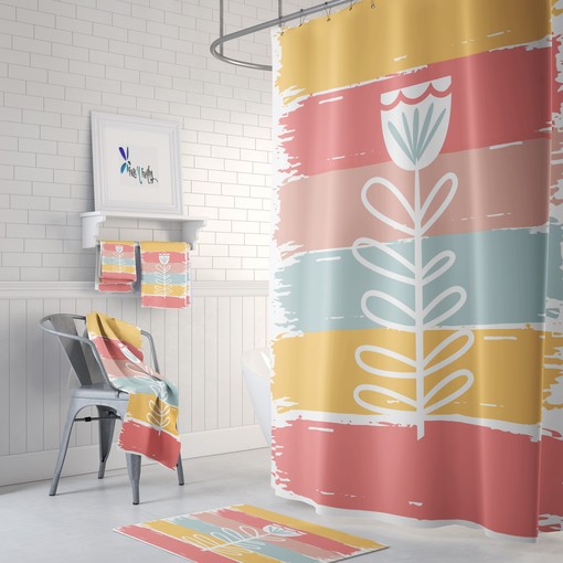 Painted FolkNFunky Flower Shower Curtain, Bathroom Decor, Best Shower Curtains