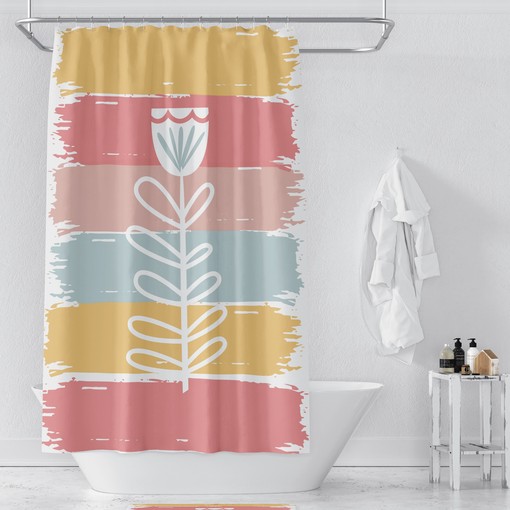 Painted FolkNFunky Flower Shower Curtain, Bathroom Decor, Best Shower Curtains - Image 2
