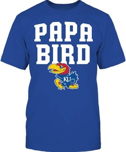 Papa Bird Design Kansas Jayhawks Shirt with American University Shirt, Perfect Gifts For Fans
