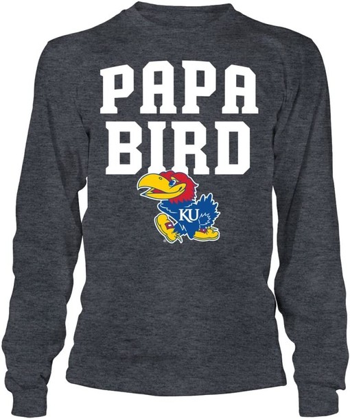 Papa Bird Design Kansas Jayhawks Shirt with American University Shirt, Perfect Gifts For Fans - Image 2