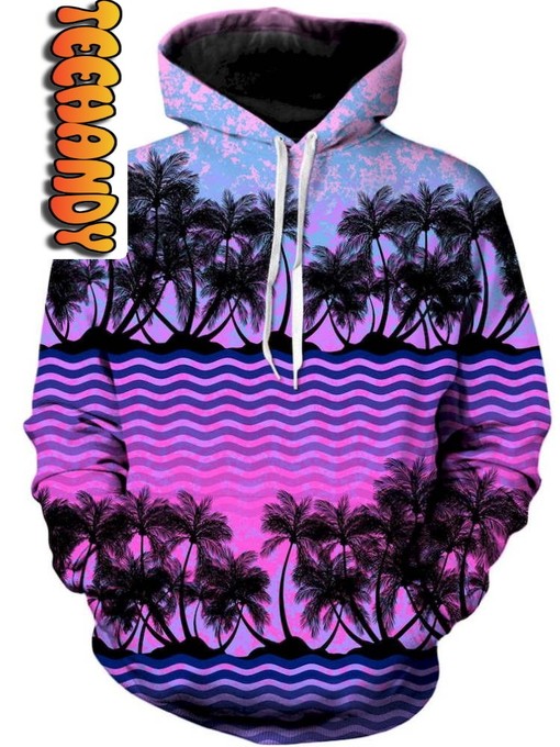 Paradise Palm Trees Unisex Tropical All Over Print 3D Hoodie with Design
