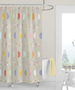 Pastel Watercolor Boho Dots Shower Curtain, Minimalist and Beige Fabric Bath Curtain Bathroom Décor