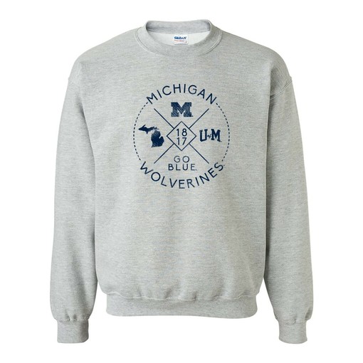 Patchwork Logo Michigan Wolverines Crewneck Shirt for Sports Fans