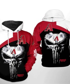 Patriotic Arizona Diamondbacks All-Over Print US Flag Skull 3D Zipper Hoodie
