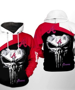 Patriotic Atlanta Braves All-Over Print US Flag Skull 3D Zipper Hoodie
