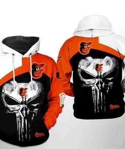 Patriotic Baltimore Orioles MLB Punisher Skull Hoodie