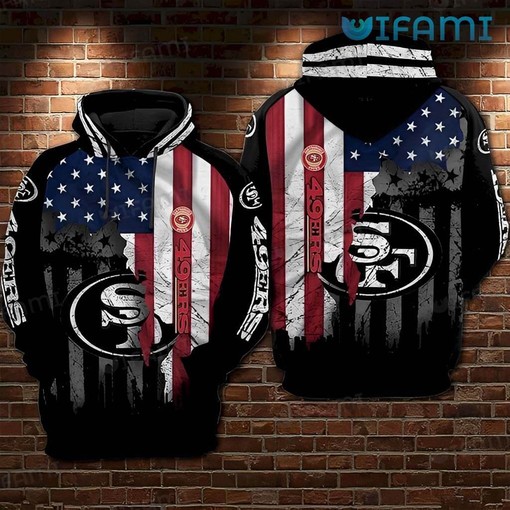 Patriotic Broken USA Flag All Over Print 3D Hoodie - San Francisco 49ers Gift