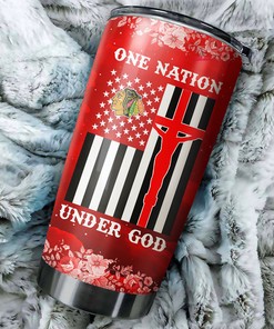 Patriotic Chicago Blackhawks NHL Tumbler - Ideal Beverage Container for Sports Enthusiasts - Tumbler gift for Fans NHL