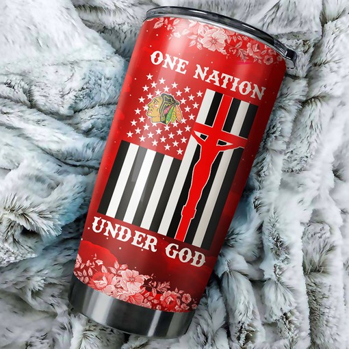Patriotic Chicago Blackhawks NHL Tumbler - Ideal Beverage Container for Sports Enthusiasts - Tumbler gift for Fans NHL