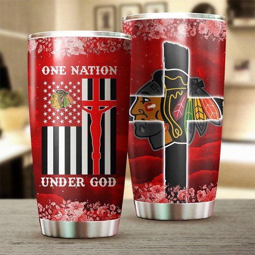 Patriotic Chicago Blackhawks NHL Tumbler - Ideal Beverage Container for Sports Enthusiasts - Tumbler gift for Fans NHL - Image 2