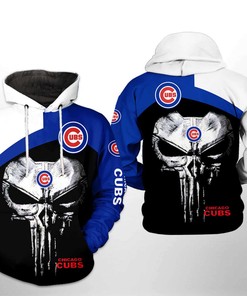 Patriotic Chicago Cubs All-Over Print US Flag Skull 3D Hoodie for Men and Women