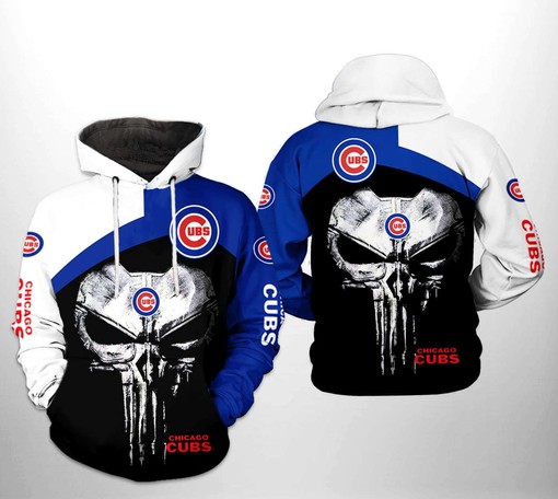 Patriotic Chicago Cubs All-Over Print US Flag Skull 3D Hoodie for Men and Women