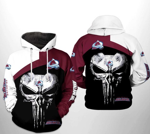 Patriotic Colorado Avalanche NHL Punisher Skull All-Over Print 3D Hoodie