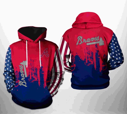 Patriotic Design All Over Print 3D Hoodie for Atlanta Braves MLB Team US