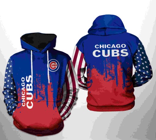 Patriotic Design All Over Print 3D Hoodie for Chicago Cubs MLB Team US