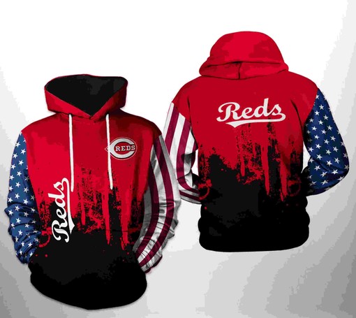Patriotic Design All Over Print 3D Hoodie for Cincinnati Reds MLB Team US