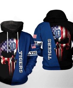 Patriotic Detroit Tigers MLB Skull All-Over Print Hoodie