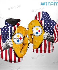 Patriotic Hand Pull Out USA Flag - Steelers All Over Print Hoodie with Unique Design