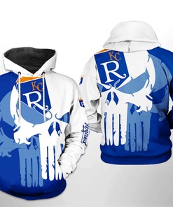 Patriotic Kansas City Royals All-Over Print US Flag Skull 3D Zipper Hoodie