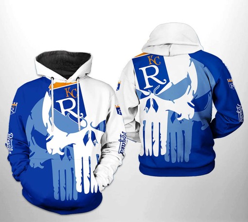 Patriotic Kansas City Royals All-Over Print US Flag Skull 3D Zipper Hoodie
