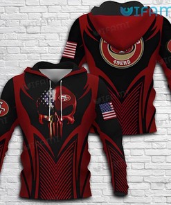Patriotic San Francisco 49ers Hoodie 3D All-Over Print Punisher Skull USA Flag Gift