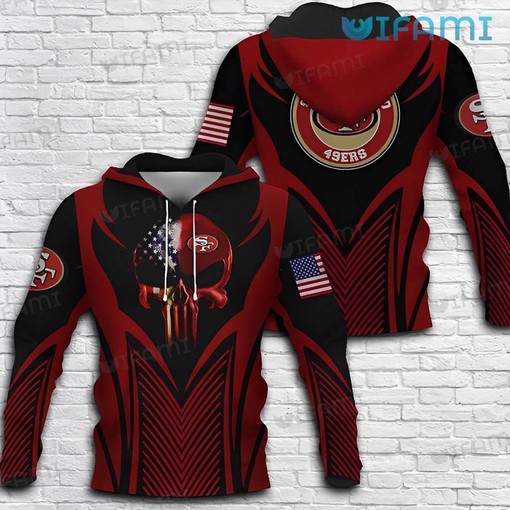 Patriotic San Francisco 49ers Hoodie 3D All-Over Print Punisher Skull USA Flag Gift