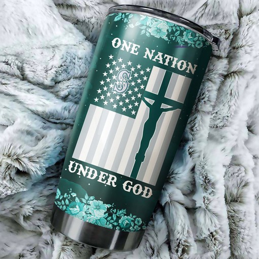 Patriotic Seattle Mariners One Nation Under God MLB Tumbler for Supporters Everywhere with Logo
