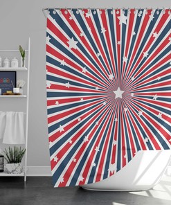 Patriotic USA Flag Shower Curtain | 4th of July Independence Day Fabric Print | Bathroom Decor