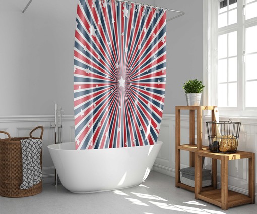 Patriotic USA Flag Shower Curtain | 4th of July Independence Day Fabric Print | Bathroom Decor - Image 2