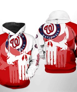 Patriotic Washington Nationals MLB Team Skull Hoodie