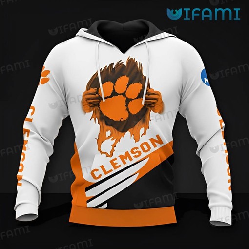 Paw Power Clemson Tigers All Over Print 3D Hoodie with Custom Name for Fans