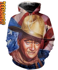 Pay Tribute to John Wayne with Custom All Over Print 3D Hoodie in Classic Style