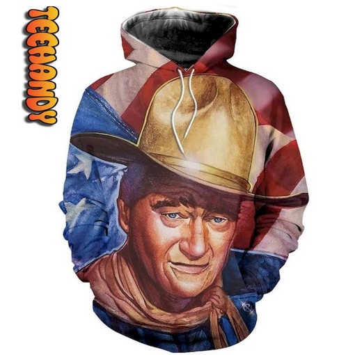 Pay Tribute to John Wayne with Custom All Over Print 3D Hoodie in Classic Style