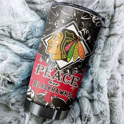 Peace Love Design Tumbler for Chicago Blackhawks NHL Fans