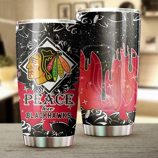 Peace Love Design Tumbler for Chicago Blackhawks NHL Fans - Image 2